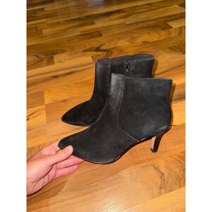 Clarks Ileana petal black Suede Ankle‎ Boots Pointed Toe Heel Booties US 8M work